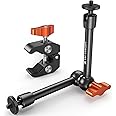 K&F Concept 9.8" Magic Arm with Super Clamp, Camera Clamp with 1/4" 3/8" Thread Screw, Articulating Friction Arm with Cold Sh