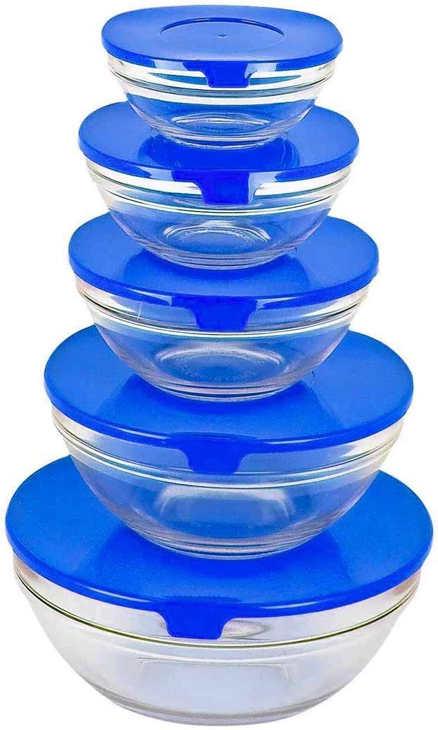 Lot De 5 Boîtes Verre Hermétiques YASHE 1040ml - Compatible Micro-ondes, Four, Congélateur - 9