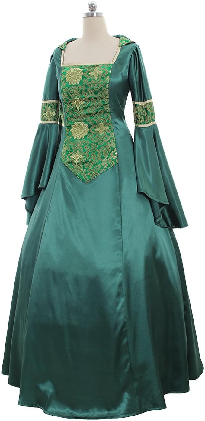 Amazon Com 1791 S Lady Historical Medieval Renaissance Costume Green Dress Clothing 1791 s lady historical medieval