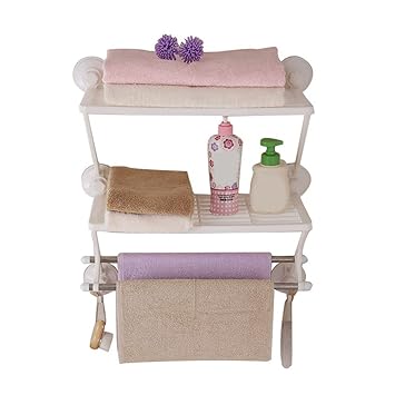 Rokoo Doppelschicht Handtuchhalter Rack Mit Bars Saugnapf Wand Badezimmer Handtucher Regal Amazon De Kuche Haushalt
