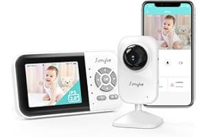 Simyke Upgrade Video Baby Monitor,WiFi Baby Camera,2.8" Display and App Control,1200ft Long Range,2 Way Talk,Auto Night Vision,Sound Alert,VOX,Temperature Sensor 5 Lullabies Feeding Remind,Home Use