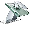 BWE Waterfall Bathroom Faucet Chrome Glass Spout Bathtub Sink Faucets with Supply Lines Single Handle Single Hole Modern Lavatory Vanity Bath Mixer Tap