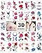 Flower Temporary Tattoo Stickers for Women, Kids, Men, Girls – 100+ Different Transfer Stickers, Fashion Fake Tattoos Waterproof, Tattoo Stickers with red pink rose, butterfly, heart