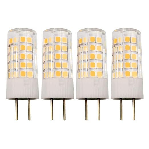 GY6.35 4W LED Lampe G6.35 Bi-Pin Sockel JC Typ AC/DC 12V 3000K Warmweiß 40W T4 GY6.35 Halogen Equivalent, 4er Pack [MEHRWEG]
