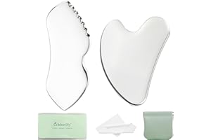 LeMeeOly 2Pcs Gua Sha Facial Tools Stainless Steel, Detailer GuaSha Set for Face Neck, Natural Skin Care Metal Gua Sha Lympha