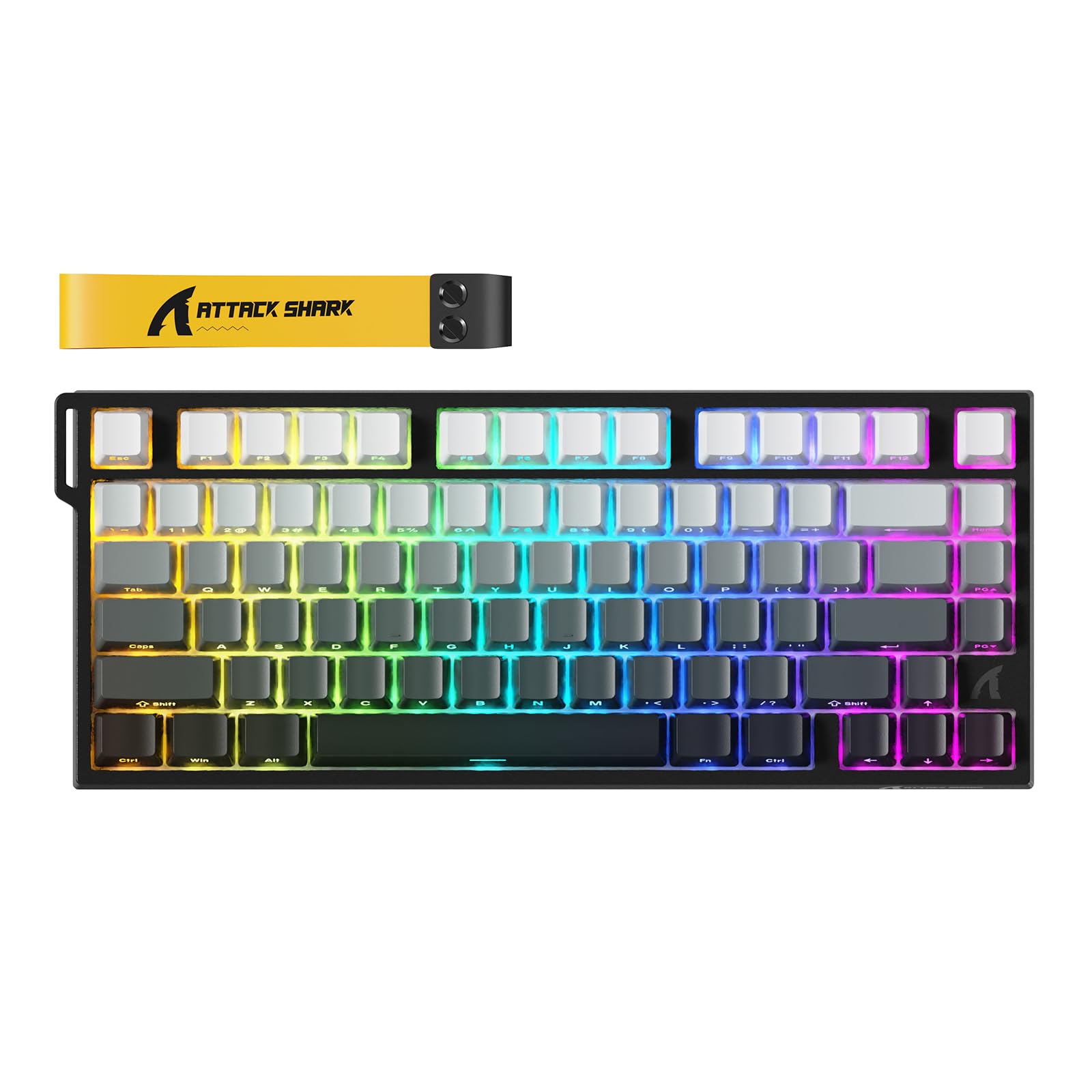 ATTACK SHARK R82HE Rapid Trigger Wired Mechanical Gaming Keyboard TKL NKRO RGB with 8K Polling,0.005mm Accuracy,256K Scan Rate,5 Layer Sound Damped,Hall Effect Magnetic Switch for PC Mac(Moonlight)