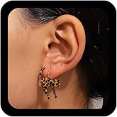 YienDoo Boho Cat Dangle Earrings Vintage Leopard Print Kitten Drop Earrings French Hook Earrings Statement Cute Acrylic Animal Cat Earrings Novelty Pet Earrings Jewelry for Women