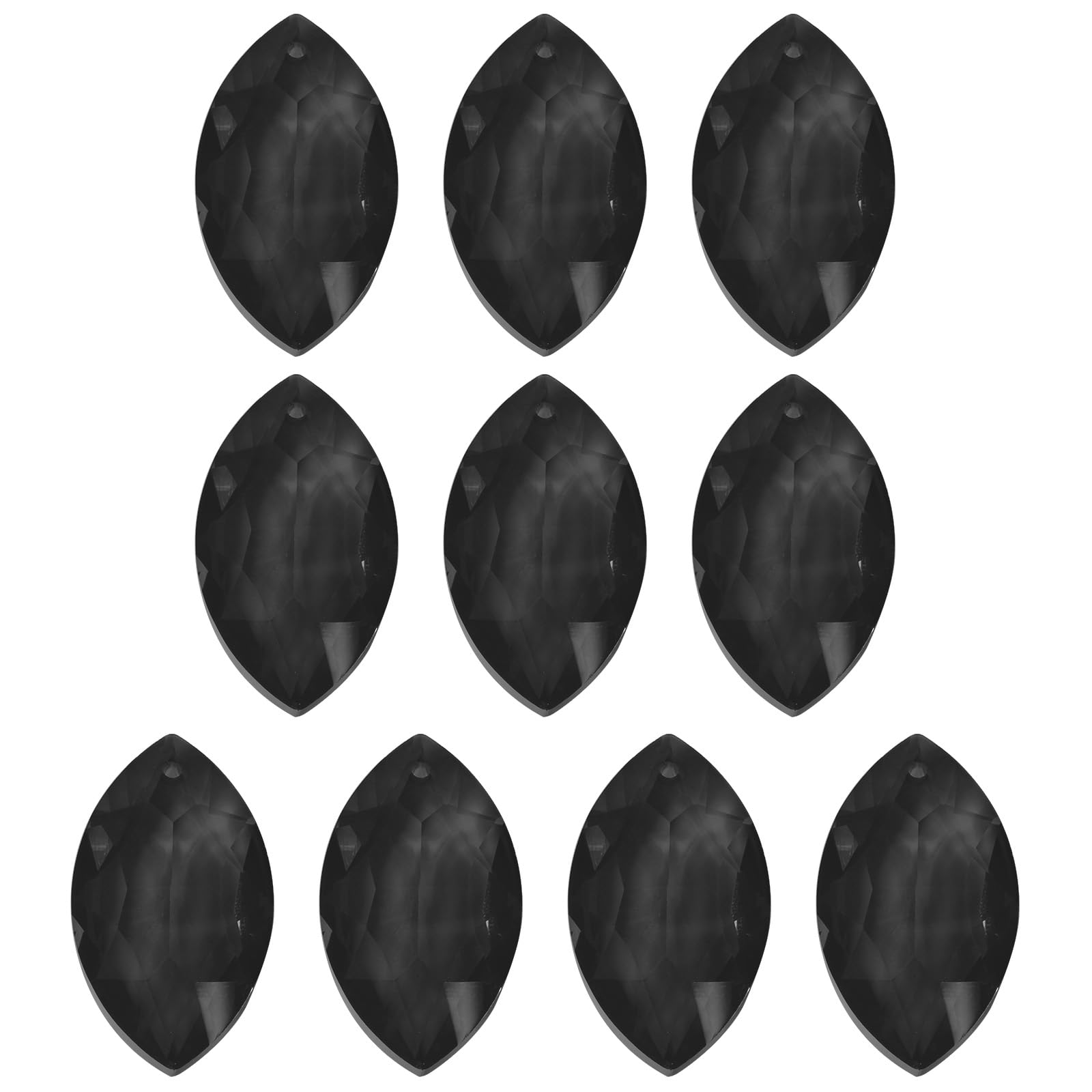 PATIKIL K9 Crystal Pendants Oval Beads, 10 Pack 38mm Chandelier Prisms Parts Hanging Beads DIY Lamp for Arts Crafts Decoration, Black