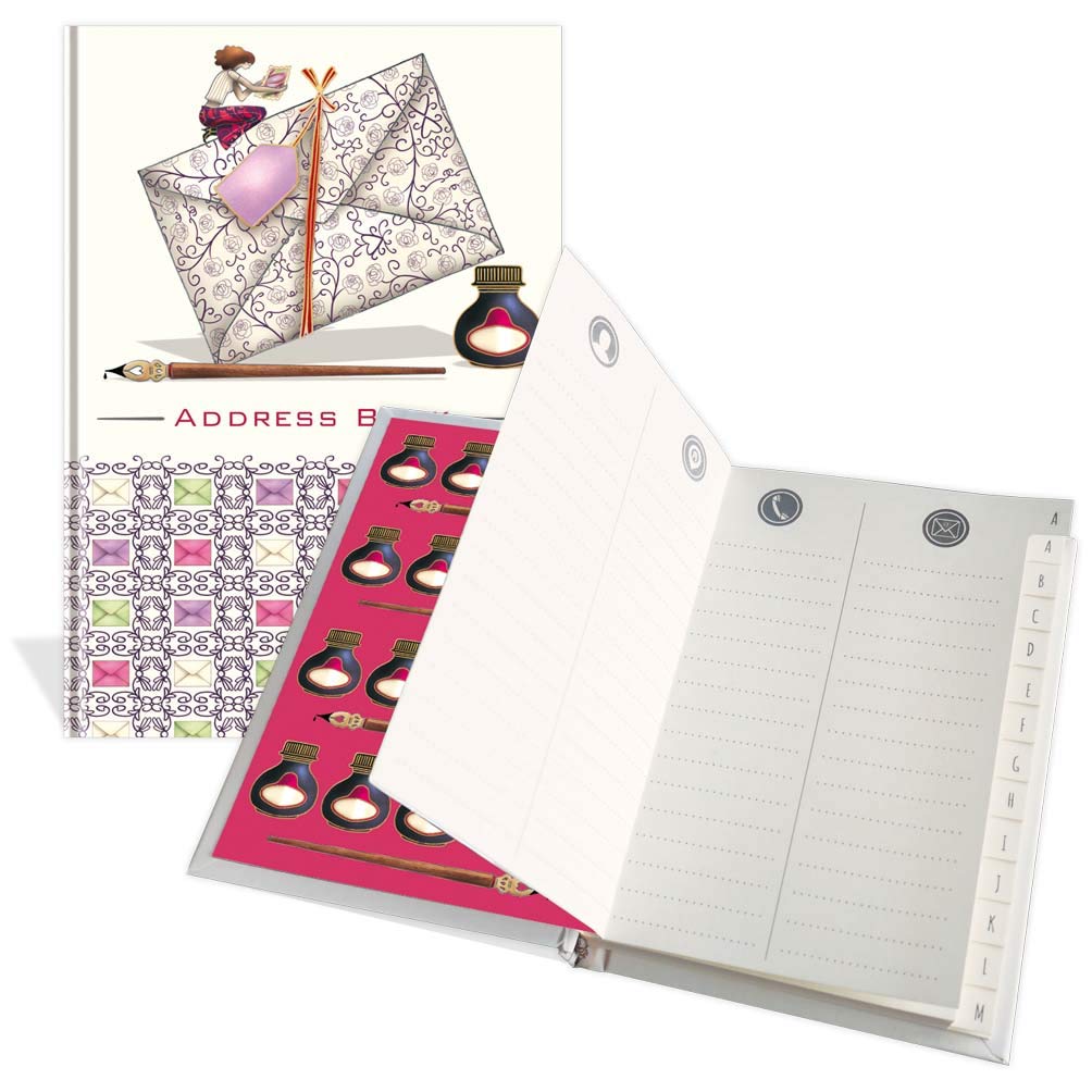 Quire Collections Luxury Pocket Address Book - Hand Written Design- 104 Pages - Size 91mm x 130mm