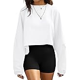 IWD Womens Long Sleeve Cropped Sweatshirts Trendy Oversized Crewneck Crop Tops Casual Fall Pullover Sweaters