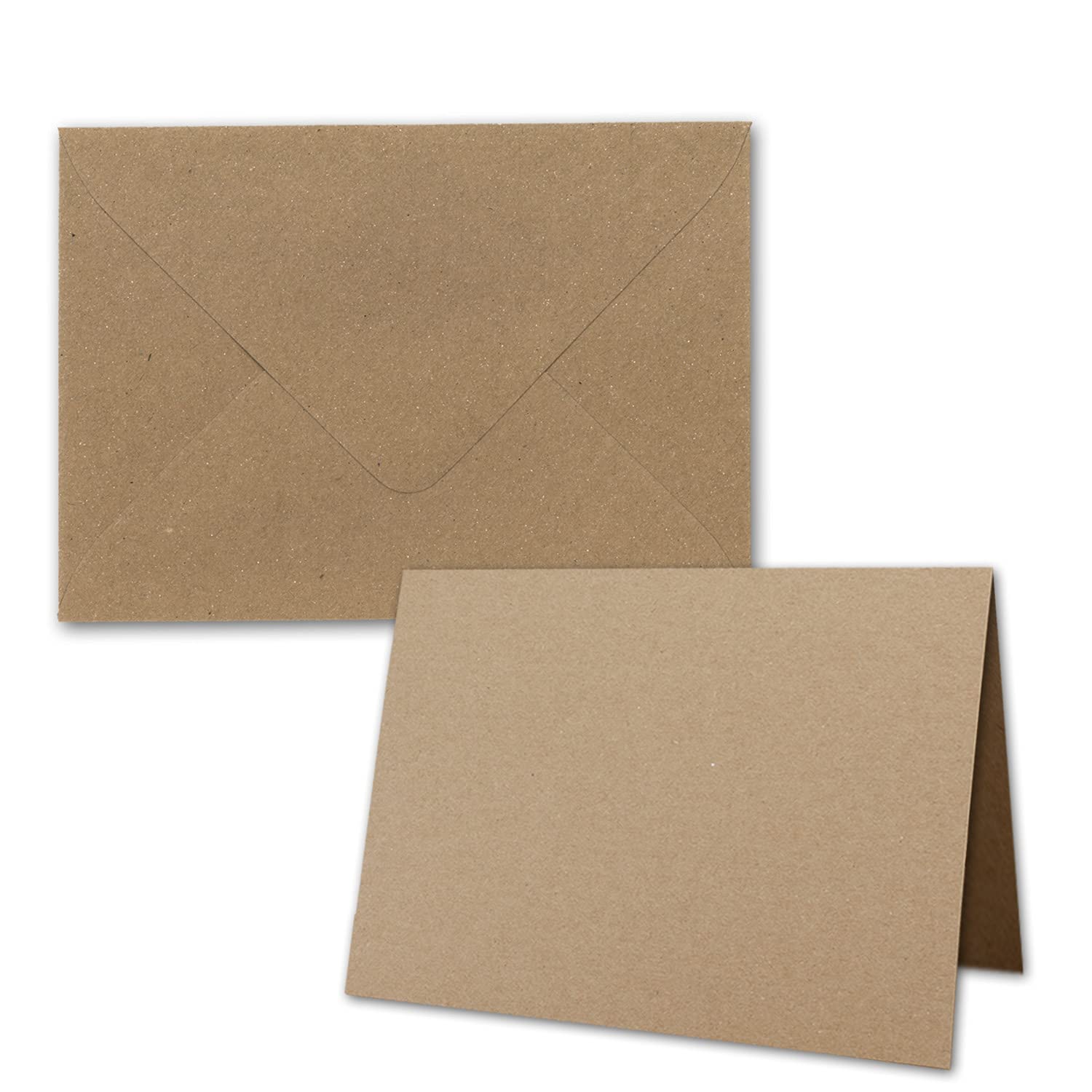 50x folding card set including envelopes larger than DIN B6 - oversize - kraft paper invitation cards in brown - folding cards with envelopes