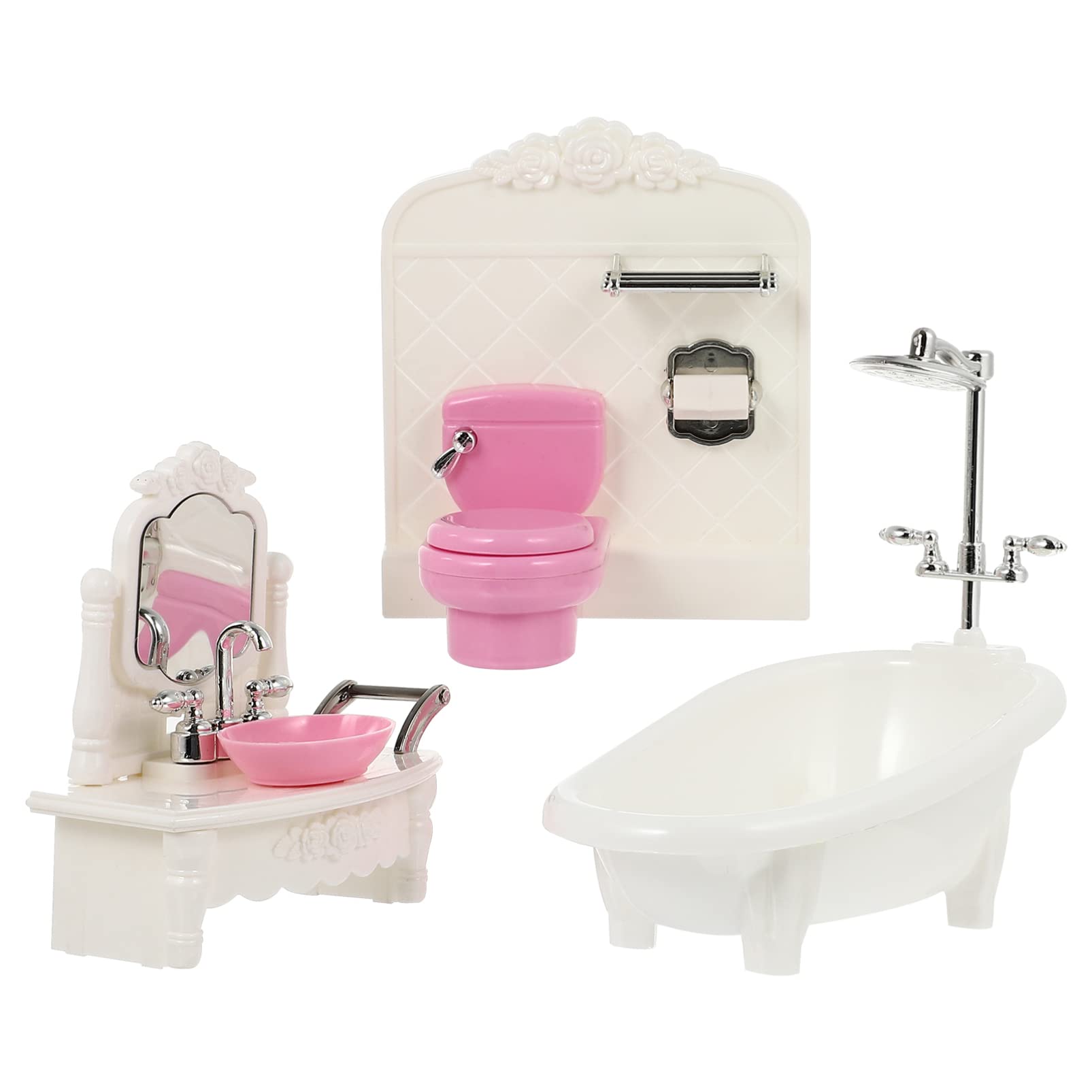 SUPVOX Doll House Accessories Miniatures Bathroom Model Set 5.91X5.71X3.74In Lightweight Mini Furniture Playhouse Adornment for Child Toy Home Decoration
