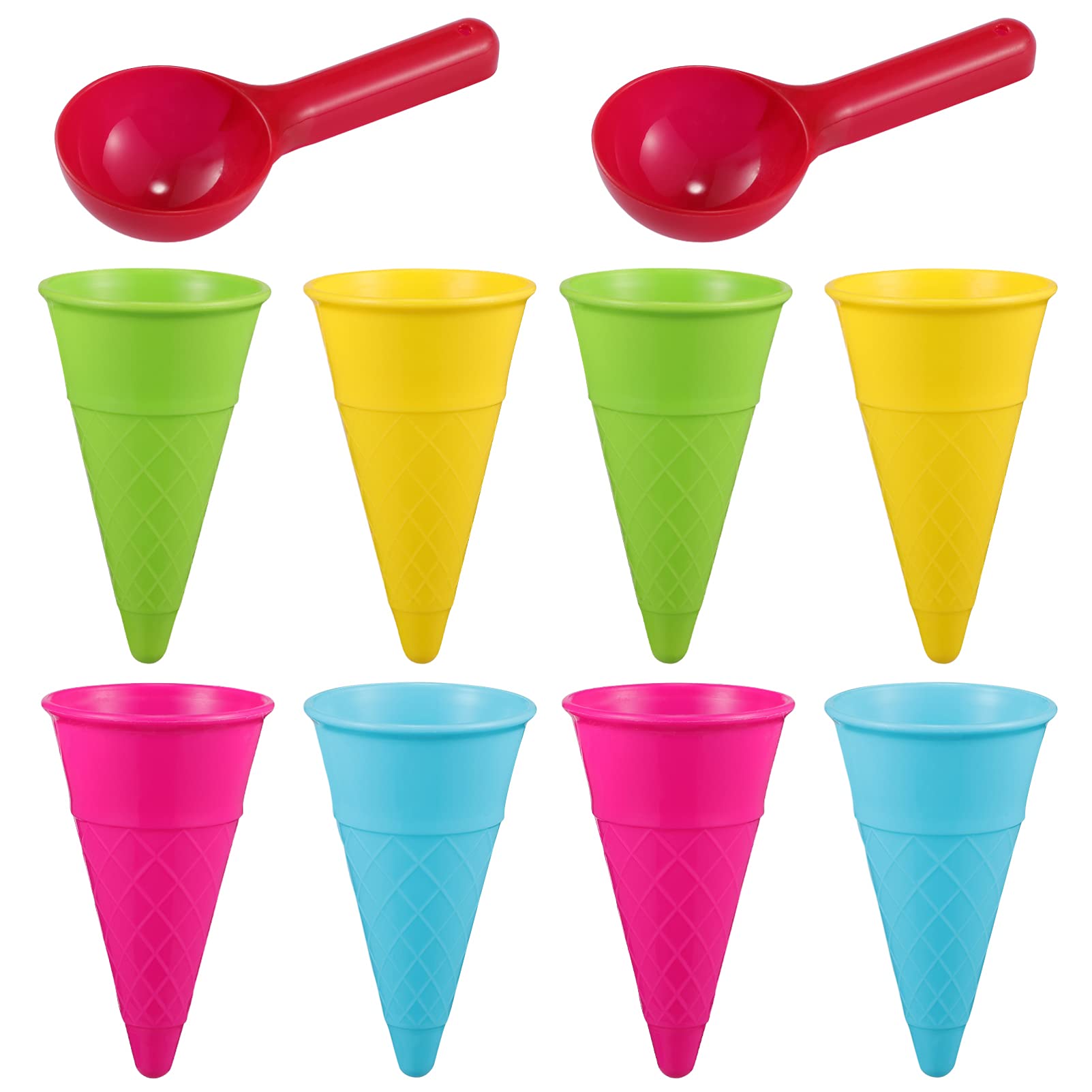 10 PCS Outdoor Beach Toys Ice Cream Cones Scoop Set Sand Mold Seaside Play Sand Toys for Kids Toddlers (Random Color)