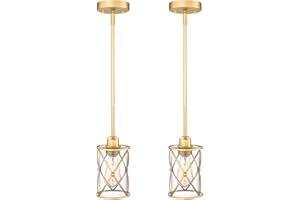 Osimir Gold Pendant Light Fixtures, 2 Pack Pendant Lighting for Kitchen Island, Glass Pendant Lighting with Clear Glass, Adjustable Length, CH9176G-2PK