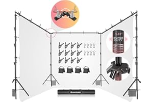 LS LIMO STUDIO LIMOSTUDIO LimoStudio [Enhanced Super Duty] 30.3 x 10.4 ft. Triple Extended Crossbar Backdrop Stands, Super Heavy Duty & Thicker Pole, Strongest in Market No Bend No Shake, 360° Rotatable Angle Control, AGG3354
