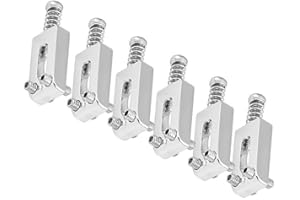 Eminchu Metal Saddles Delicate Workmanship Electric Guitar Bridge Parts with Wrench, Smooth Surface for Easy Adjustment, 6 Pc