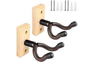 DIDA Guitar Wall Mount, Guitar Hanger, Silicone Pad, U-Shaped Guitar Wall Hanger Mount, Rotatable Guitar Holder Hook Stand Wall for Acoustic, Electric Guitar, Bass (Ashwood 2 Pack)