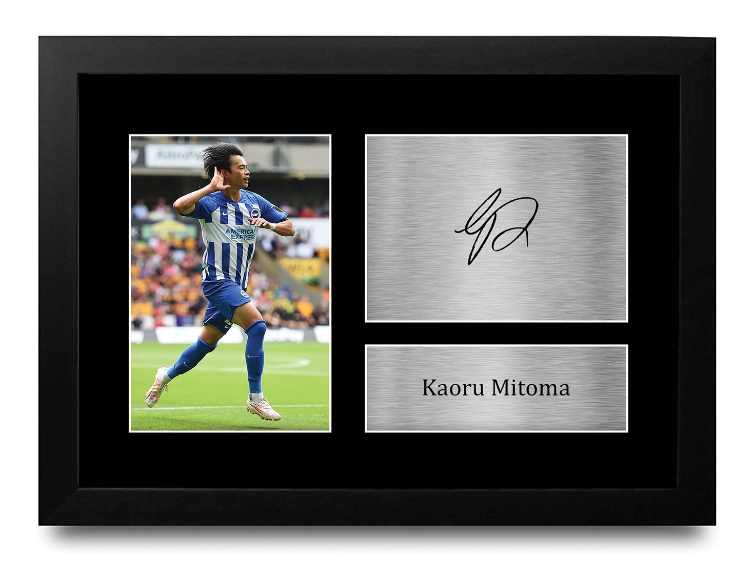 HWC Trading FR A4 Kaoru Mitoma Brighton & Hove Albion Gifts Printed Signed Autograph Picture for Football Fans and Supporters - A4 Framed