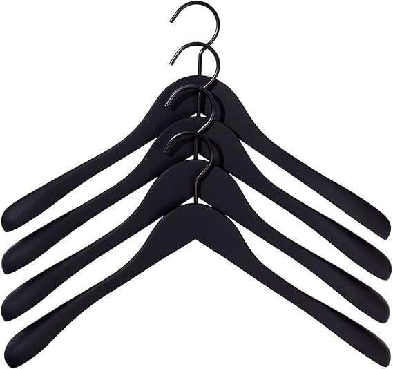 Set of 4 Soft Coat Hanger Wide black/4 pieces/44x27x4cm Amazon.co.uk