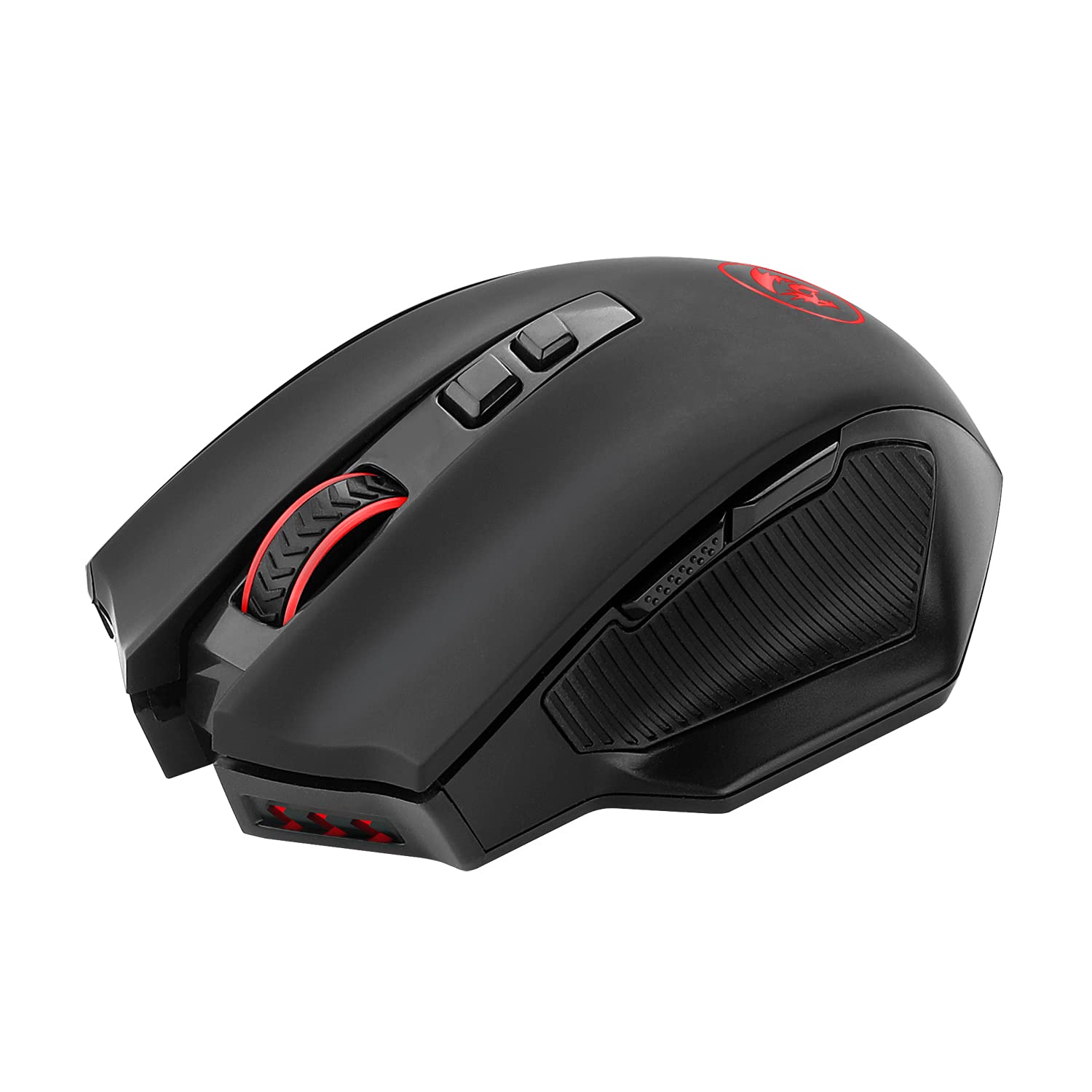 Redragon M655 Ergonomic Wireless Gaming Mouse, Red LED Backlit with 7 Buttons Macro Programmable 4000 DPI for Windows PC Gamer