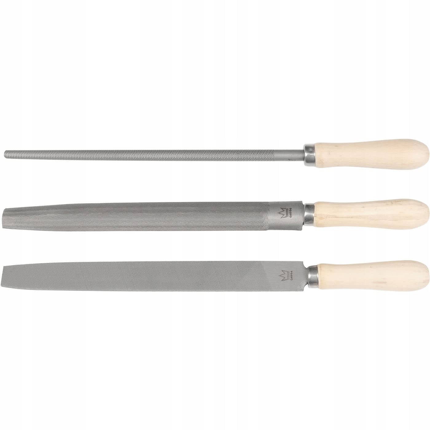 RICHMANN Metal File Set 3 pcs Blades 200 mm T12 Steel, Classic Wooden Handles (C4990)