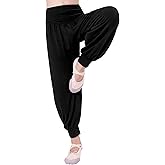 Phoeswan Kids Harem Pants, Black Baggy Jogger Pants, Girls-Kids, Female, Dance, Harem, Loose, Solid, Cuffed, Pull On