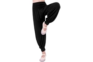 Phoeswan Kids Harem Pants, Black Baggy Jogger Pants, Girls-Kids, Female, Dance, Harem, Loose, Solid, Cuffed, Pull On
