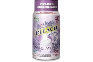 EZ-X CLEAN New and Improved Formula Ultra Concentrated Water Activated Bleach Tablets for Laundry and Multipurpose Cleaning. 40 Tablets 7.05 OZ Phosphate Free Replaces Liquid Bleach (Lavender)