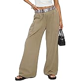 KOMEIANA Wide Leg Slacks Pants for Women Pull on High Waisted Business Trousers with 3 Pockets for Casual Office Wear