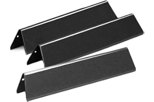 BBQ funland PH7635 (3-Pack) Porcelain Steel Heat Plate for Weber Spirit 200 Series with Front-Mounted Control Panels Gas Grills, Aftermarket Replacements (15.3” x 3.5” x 2.5”)