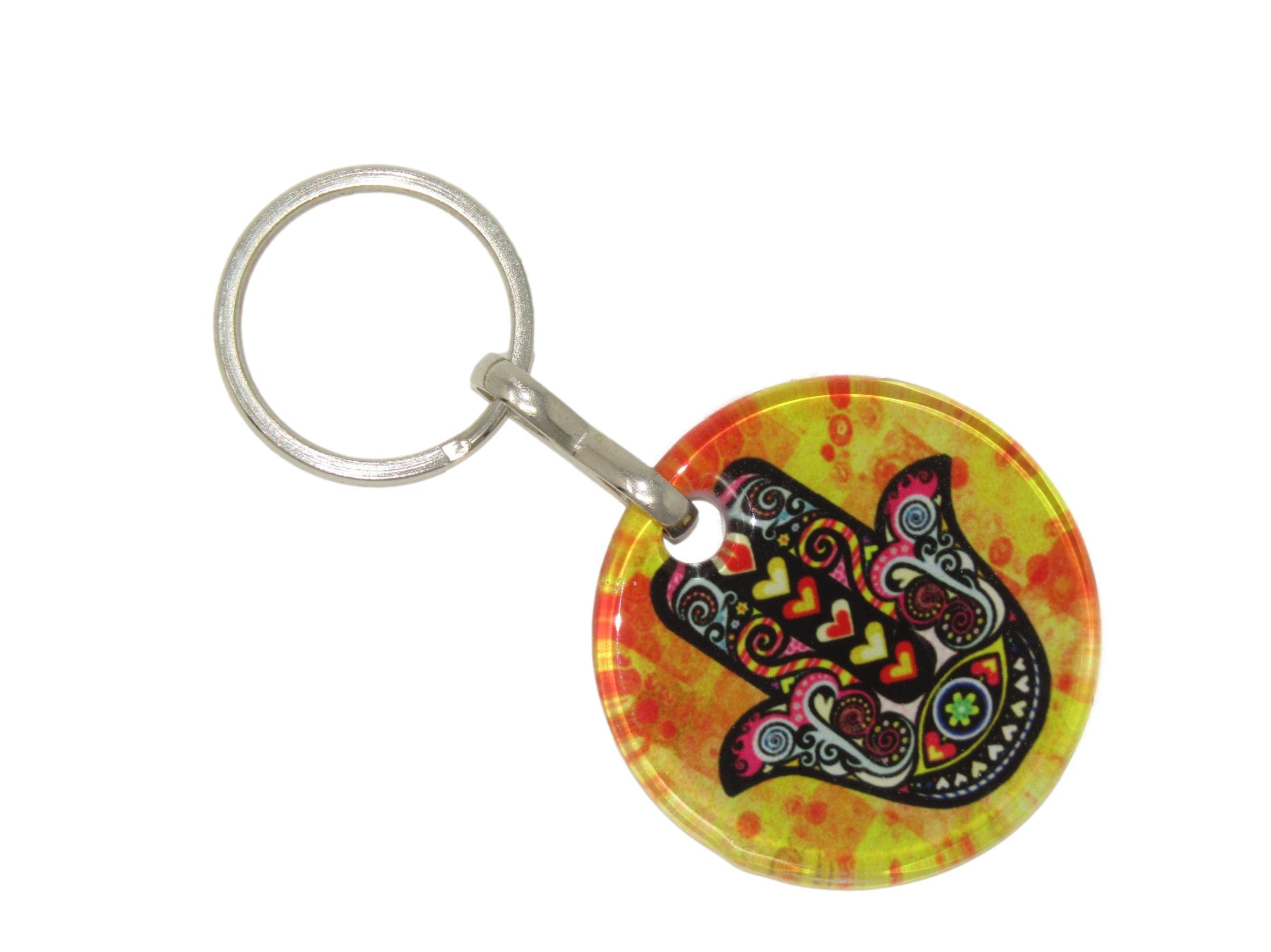 Jeannieparnell 451 - Hamsa Hand, Hand of Fatima & Lucky Evil Eye Keyring Bag Hanger Protection and Good Luck