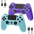YsoKK 2 Pack Wireless Controller for Ps4/Pro/Slim with Double Shock/Stereo Headset Jack/Touch Pad/Six-axis Motion Control(Purple and Blue)