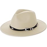 Vane Oak Fedora Hats for Men - Wide Brim Panama Hat with Classic Belt, Felt Panama Hat with Band, Western Outdoor Hat