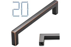 KOOFIZO 20-Pack Solid Square Bar Cabinet Handle - Oil Rubbed Bronze Furniture Pull, 5 Inch/128mm Screwhole Distance for Kitchen Cupboard Door, Bedroom Dresser Drawer, Bathroom Wardrobe Hardware