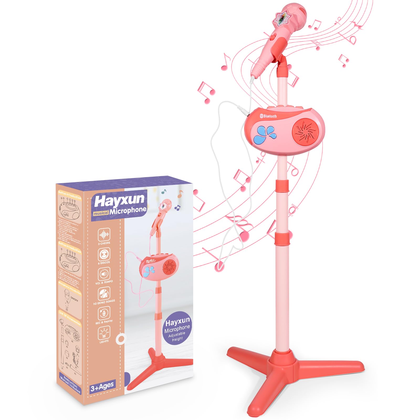 Photo 1 of Kids Bluetooth Karaoke Machine for Girls with Adjustable Stand, Karaoke Microphone with Vioce Changer, Singing Recorder - Microphones for Singing Birthday for Girls Boys
