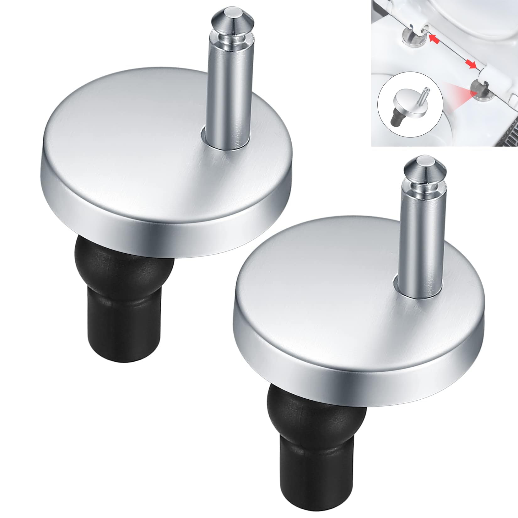ieron Pack of 2 Screws Quick Release Toilet Seat Fixings, Universal Toilet Seat Hinge Fittings for WC Toilet Blind Holes Toilet Lid Stainless Steel Repair Parts Screws Accessories
