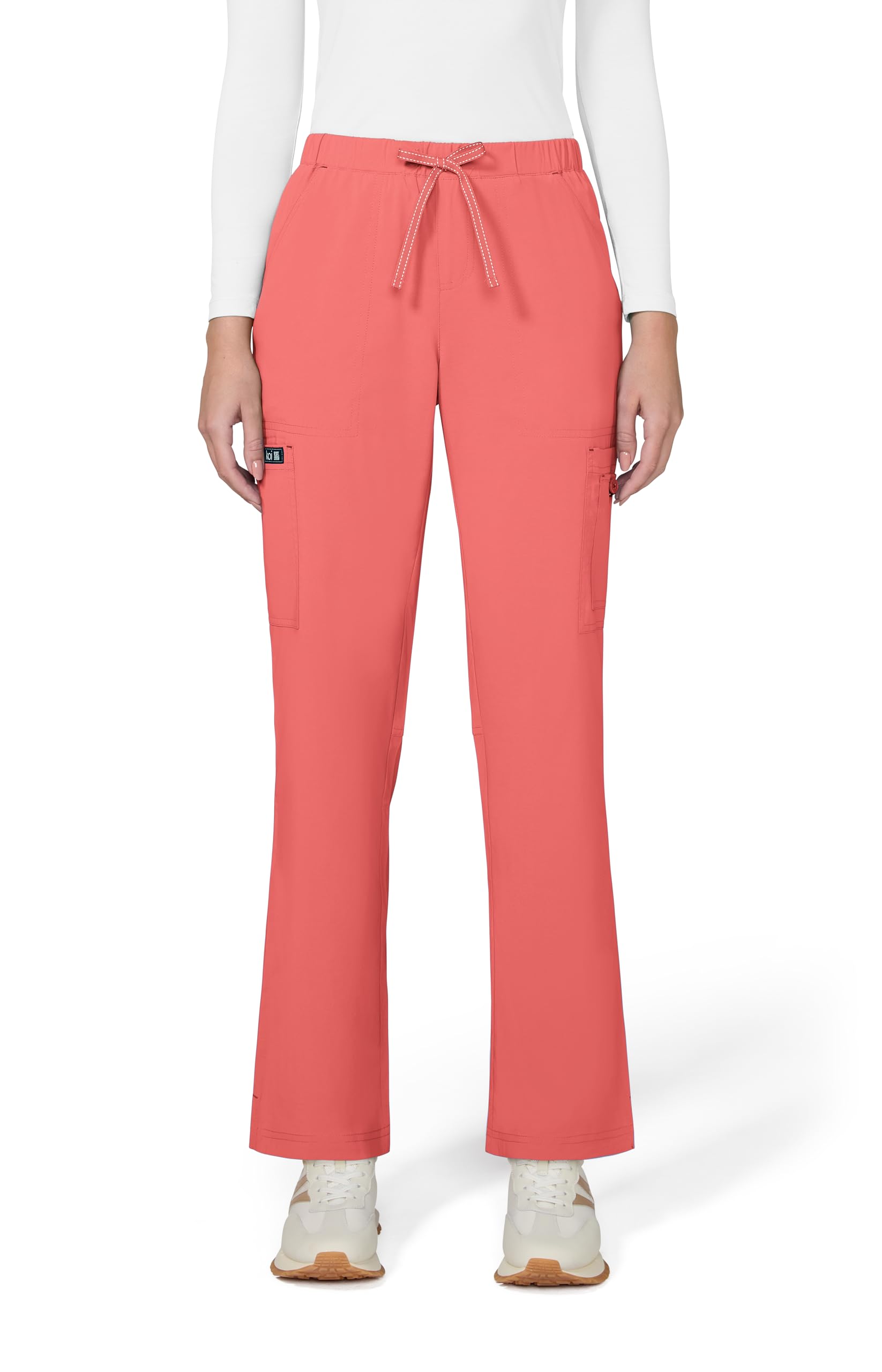 KOI Basics Women's 8 Pocket Holly Cargo Scrub Pants with a Drawstring Waist Coral XX-Large Image