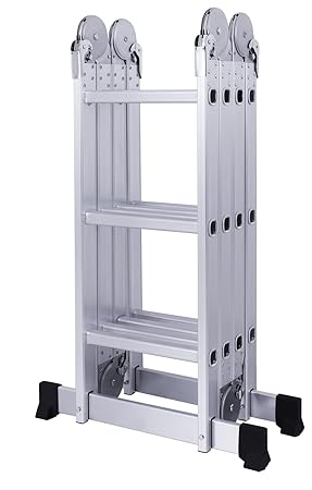 Equal Foldable And Adjustable Multipurpose Aluminium 4 X 3 Steps Super Ladder (Without Scaffolding Platform & Shelf) 350 cm (11.5 ft)