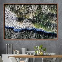 Framed Canvas Wall Art Coastal Freedom Aerial Beach Beach Coastal Cool Minimalism Multicolor Photography Relax/Calm - 16x24 inches