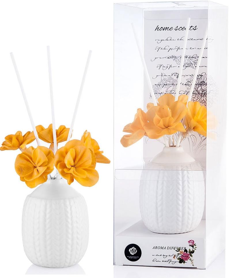 Amazon パステルカラー ルームフレグランス 芳香剤 アロマ スティック リードディフューザー 花 黄色 香り きんもくせい Candd リードディフューザー