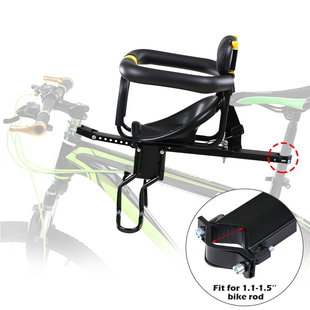 Lixada Bike Baby Seat Kids Child Safety Carrier Front Seat Saddle Cushion with Back Rest Foot Pedals