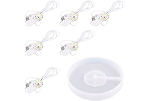 Moule rond en silicone avec base d'affichage LED - Moule en silicone avec 6 LED rondes en plastique - Support de table de nui
