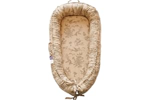 CooCooBaby Infant Lounger, Baby Nest Cover for Baby Girls & Boys, Newborn Essentials for Baby 0-12 Months, 100% Cotton Breathable (Poem_Muslin)