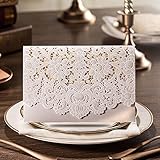 Doris Home Horizontal Laser Cut Wedding Invitation with White Hollow Flora Favors 1 piece
