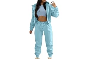 SUMENSUMEN Sweatpants and Sweatshirt Set for Women, Casual Outfit Athletic Suit Set Hooded Tracksuit 3 Piece Jogger Sweatsuit