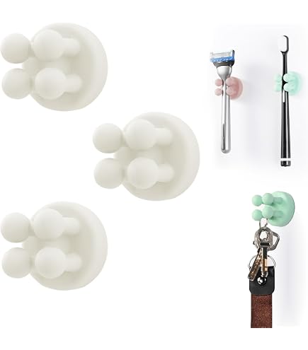 Lot De 4 Crochets Autocollants Étanchés En Silicone CXNXFD - Support Brosses à Dents & Rasoir Multifonction Sans Clou