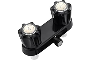 ZEPHYRJAZZ RV Shower Faucet Black - Camper Shower Faucet Valve, RV Shower Replacement Valve Diverter w/ 2 Knob Handles for Indoor and Outdoor Shower (RV Shower Faucet/Black)