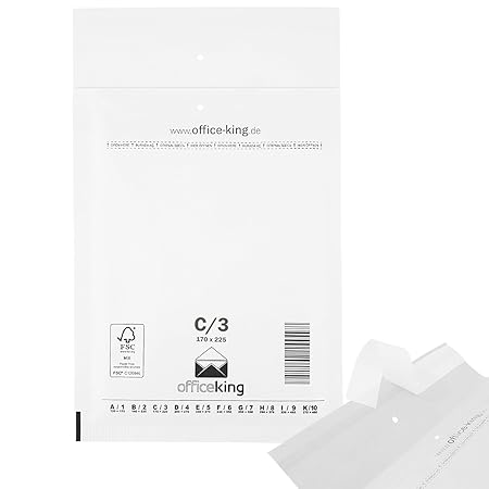 OfficeKing Luftpolstertaschen reißfest 100 Stk Weiss C/3 | DIN A5 | 170 x 225mm