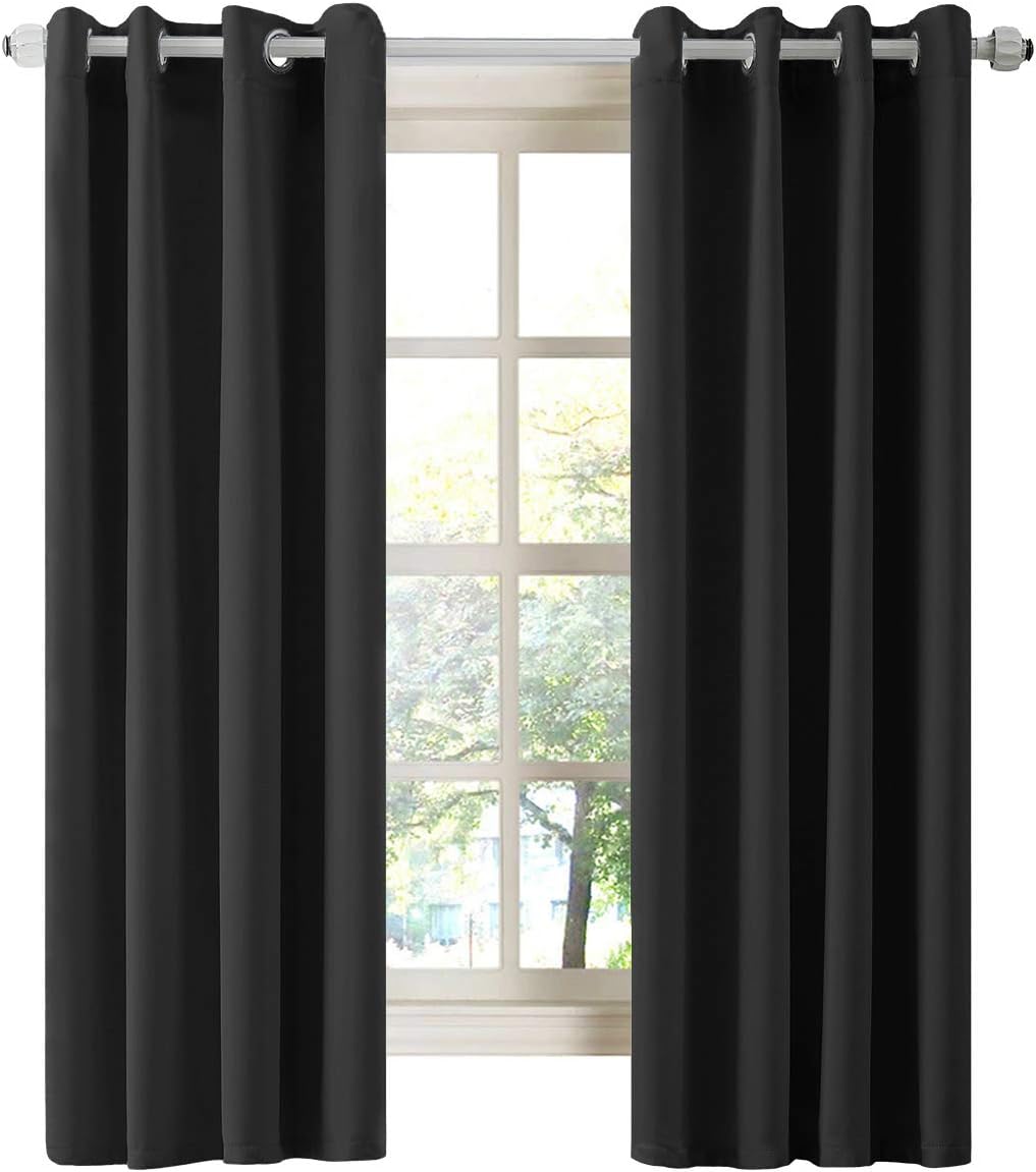 Window Treatments - LA PALMA Thermal Insulated Blackout Darkening Grommet Living Room Curtains Window Drapes for Bedroom 2 Panels in 1 Set