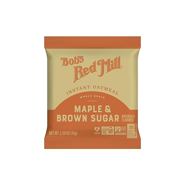BOB’S RED MILL INSTANT OATMEAL, MAPLE BROWN SUGAR, 6 PACKETS TOTAL, NON-GMO, GLUTEN FREE, WHOLE GRAIN